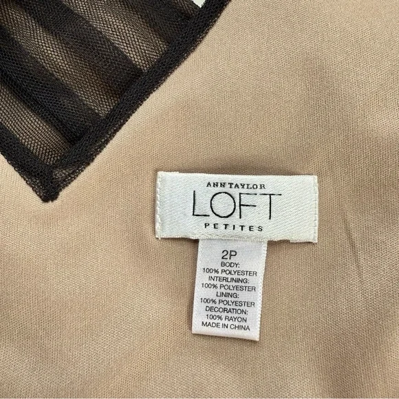 ANN TAYLOR LOFT PETITE 2P Black Embroidered Mesh Overlay Cocktail Party Dress - Picture 8 of 15